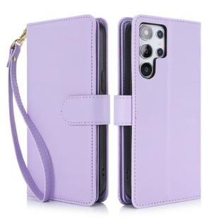 For Samsung Galaxy S25 Ultra 5G Multi-Card Wallet RFID Leather Phone Case(Light Purple)