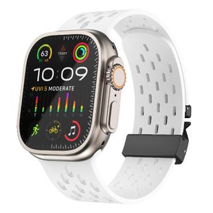For Apple Watch 46mm / 49mm / 45mm / 44mm Kalebol Mesh Umbrella Buckle Silicone Watch Strap(White)