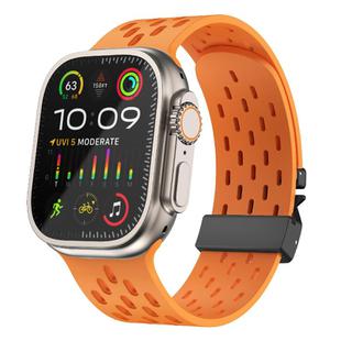 For Apple Watch 46mm / 49mm / 45mm / 44mm Kalebol Mesh Umbrella Buckle Silicone Watch Strap(Orange)