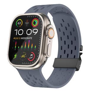 For Apple Watch 46mm / 49mm / 45mm / 44mm Kalebol Mesh Umbrella Buckle Silicone Watch Strap(Blue Grey)