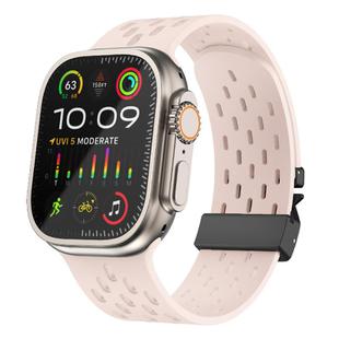 For Apple Watch 46mm / 49mm / 45mm / 44mm Kalebol Mesh Umbrella Buckle Silicone Watch Strap(Sand Pink)