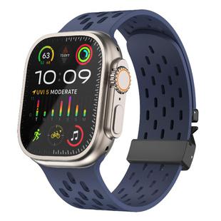 For Apple Watch 46mm / 49mm / 45mm / 44mm Kalebol Mesh Umbrella Buckle Silicone Watch Strap(Midnight Blue)