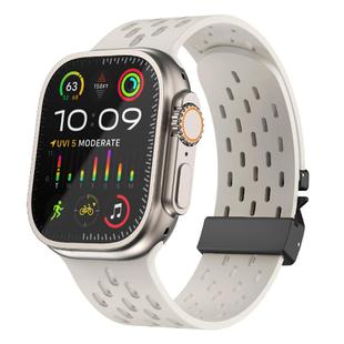 For Apple Watch 46mm / 49mm / 45mm / 44mm Kalebol Mesh Umbrella Buckle Silicone Watch Strap(Starlight)