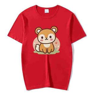 Squirrel Printed Round Neck Modal Short Sleeve T-shirt Print On Your Demand, Size:XXXXXL(Red)