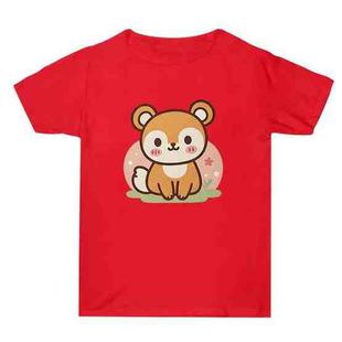 Squirrel Printed Summer Baggy Cotton Short Sleeve T-shirt Print On Your Demand, Size:XXXL(Red)