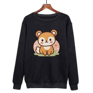 Squirrel Printed Casual Loose Round Neck Sweatshirt Print On Your Demand, Size:S(Black)