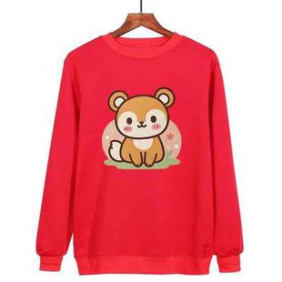 Squirrel Printed Casual Loose Round Neck Sweatshirt Print On Your Demand, Size:XL(Red)