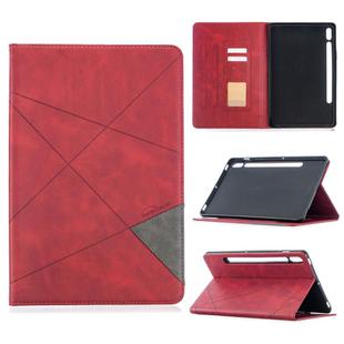 For Samsung Galaxy Tab S8 / Galaxy Tab S7 T870 Rhombus Texture Horizontal Flip Magnetic Leather Case with Holder & Card Slots(Red)