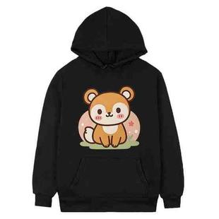 Squirrel Printed Fleece Hooded Sweatshirt Print On Your Demand, Size:S(Black)