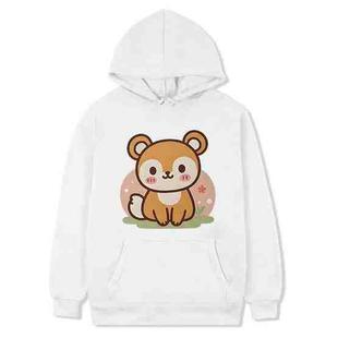 Squirrel Printed Fleece Hooded Sweatshirt Print On Your Demand, Size:L(White)