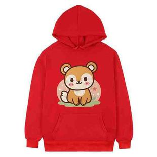 Squirrel Printed Fleece Hooded Sweatshirt Print On Your Demand, Size:L(Red)