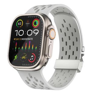 For Apple Watch 42mm / 41mm / 40mm / 38mm Kalebol Mesh Silver Umbrella Buckle Silicone Strap(Grey)