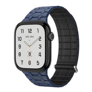 For Apple Watch 46mm / 49mm / 45mm / 44mm Kalebol Magnetic Silicone Watch Strap(Blue Black)