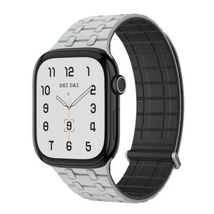 For Apple Watch 46mm / 49mm / 45mm / 44mm Kalebol Magnetic Silicone Watch Strap(Light Grey Black)