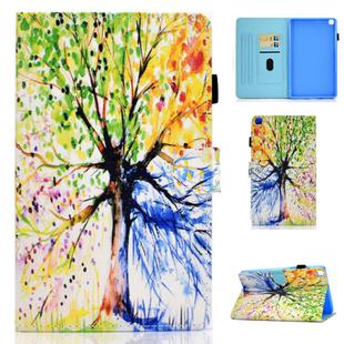 For Samsung Galaxy Tab A7 10.4 2020 T500 Colored Drawing Stitching Horizontal Flip Leather Case, with Holder & Card Slots(Colorful Tree)