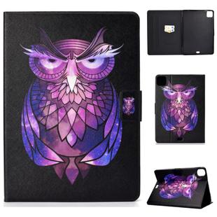 For iPad Air 2022 / 2020 10.9 Electric Pressed Colored Drawing Horizontal Flip Leather Case with Holder & Card Slots & Sleep / Wake-up Function(Owl)