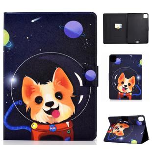 For iPad Air 2022 / 2020 10.9 Electric Pressed Colored Drawing Horizontal Flip Leather Case with Holder & Card Slots & Sleep / Wake-up Function(Space Dog)