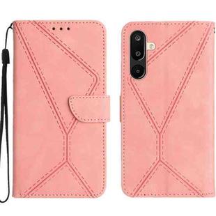 For Samsung Galaxy F16 5G / M16 5G Stitching Embossed Leather Phone Case(Pink)
