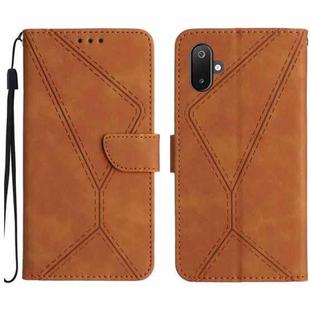 For Samsung Galaxy F06 5G / M06 5G Stitching Embossed Leather Phone Case(Brown)