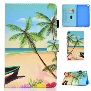 For Samsung Galaxy Tab A7 10.4 2020 T500 Colored Drawing Stitching Horizontal Flip Leather Case, with Holder & Card Slots(Sandbeach)