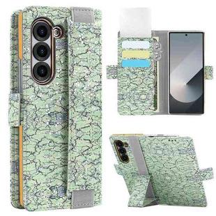 For Samsung Galaxy Z Fold5 VIETAO Integrated Colorful Leather Phone Case with Elastic Bowl Strap(Green)