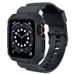 For Apple Watch 42mm / 41mm / 40mm / 38mm VIETAO Carbon Fiber Silicone Strap(Dark Gray)