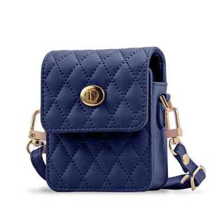 For Samsung Galaxy Z Flip Series VIETAO Rhombic Texture Bag PU Fold Phone Case(Blue)