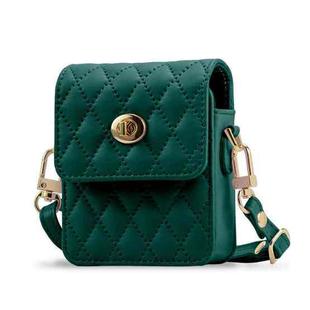 For Samsung Galaxy Z Flip Series VIETAO Rhombic Texture Bag PU Fold Phone Case(Green)