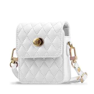For Samsung Galaxy Z Flip Series VIETAO Rhombic Texture Bag PU Fold Phone Case(White)