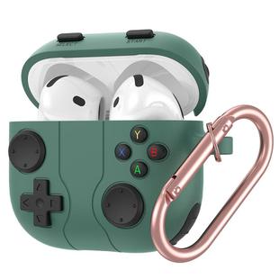 For AirPods 4 Game Console Style Wireless Earphone Silicone Case(Pine Green)