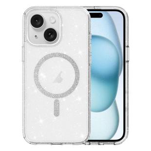 For iPhone 15 Plus Clear Glitter Powder MagSafe Phone Case(Transparent)