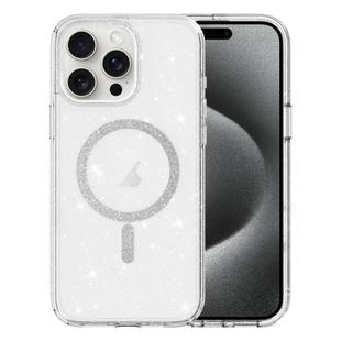 For iPhone 15 Pro Clear Glitter Powder MagSafe Phone Case(Transparent)