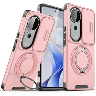 For vivo S19 Pro / V40 / V40 Pro Sliding Camshield Ring Holder Phone Case(Pink)