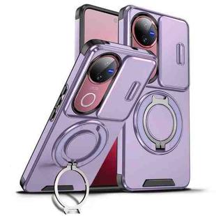 For vivo V50 Sliding Camshield Ring Holder Phone Case(Purple)