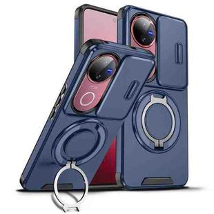 For vivo V50 Sliding Camshield Ring Holder Phone Case(Blue)