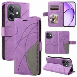 For OPPO A3X 4G / A3 Global Dual-color Splicing Flip Leather Phone Case(Purple)