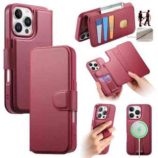 For iPhone 16 Pro Max CaseNeo Finger Grip Strap MagSafe Leather Phone Case(Red)