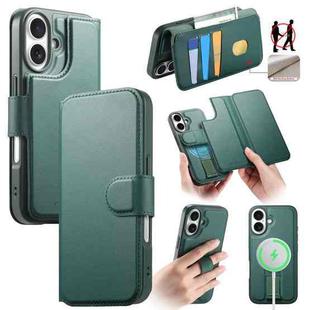 For iPhone 16 Plus CaseNeo Finger Grip Strap MagSafe Leather Phone Case(Green)