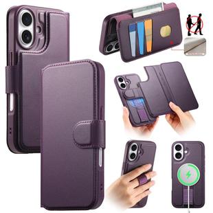For iPhone 16 CaseNeo Finger Grip Strap MagSafe Leather Phone Case(Purple)