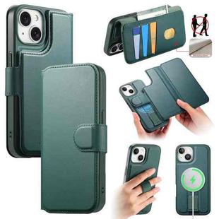 For iPhone 14 / 13 CaseNeo Finger Grip Strap MagSafe Leather Phone Case(Green)