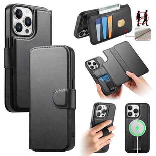 For iPhone 14 Pro CaseNeo Finger Grip Strap MagSafe Leather Phone Case(Black)