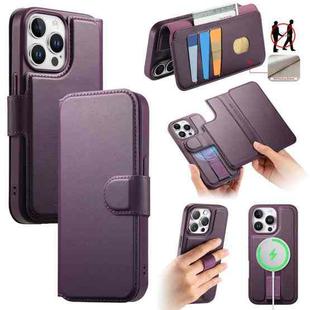 For iPhone 14 Pro CaseNeo Finger Grip Strap MagSafe Leather Phone Case(Purple)