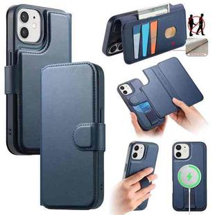For iPhone 12 / 12 Pro CaseNeo Finger Grip Strap MagSafe Leather Phone Case(Blue)