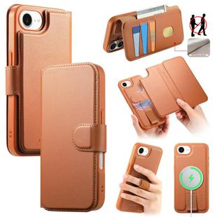 For iPhone 16e CaseNeo Finger Grip Strap MagSafe Leather Phone Case(Brown)