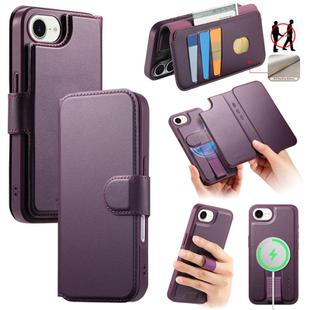 For iPhone 16e CaseNeo Finger Grip Strap MagSafe Leather Phone Case(Purple)