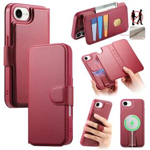For iPhone 16e CaseNeo Finger Grip Strap MagSafe Leather Phone Case(Red)