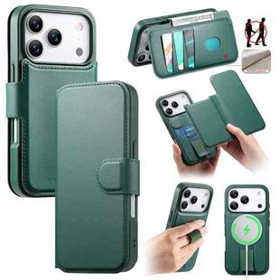 For iPhone 17 Pro CaseNeo Finger Grip Strap MagSafe Leather Phone Case(Green)