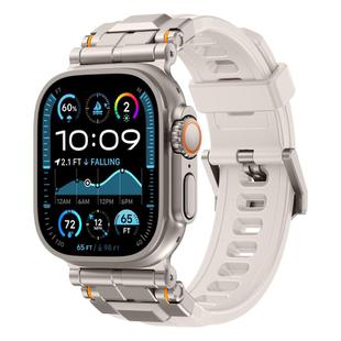 For Apple Watch 46mm / 49mm / 45mm / 44mm Alloy Connector Silicone Watch Strap(Starlight)