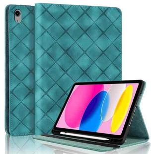 For iPad 11th 2025 / 10th 2022 Rhombus Embossed Leather Smart Tablet Case(Green)