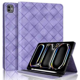 For iPad Air 13 2025 / 2024 / Pro 12.9 Rhombus Embossed Leather Smart Tablet Case(Purple)